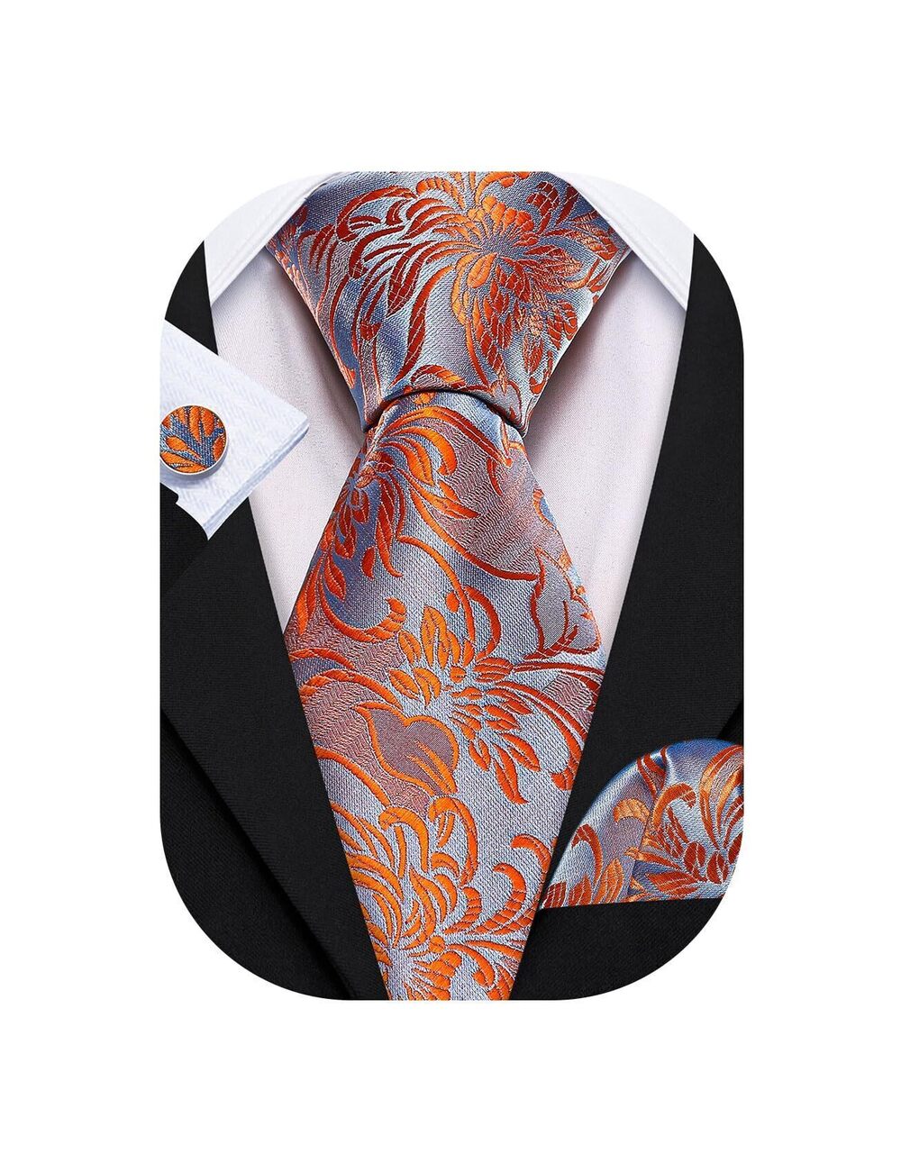 8656 Man Ties Silk Flower Necktie Pocket Suqare Cufflinks Business Ceremony
